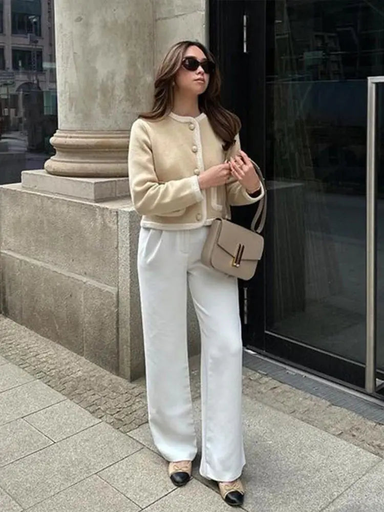 Shearling-Trimmed Cropped Jacket | Neutral Luxe | Cozy & Chic