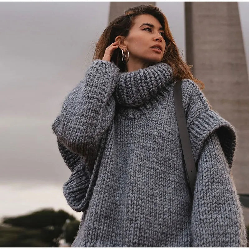 Oversized Teddy Sweater | Fleece Knit | Funnel Neck
