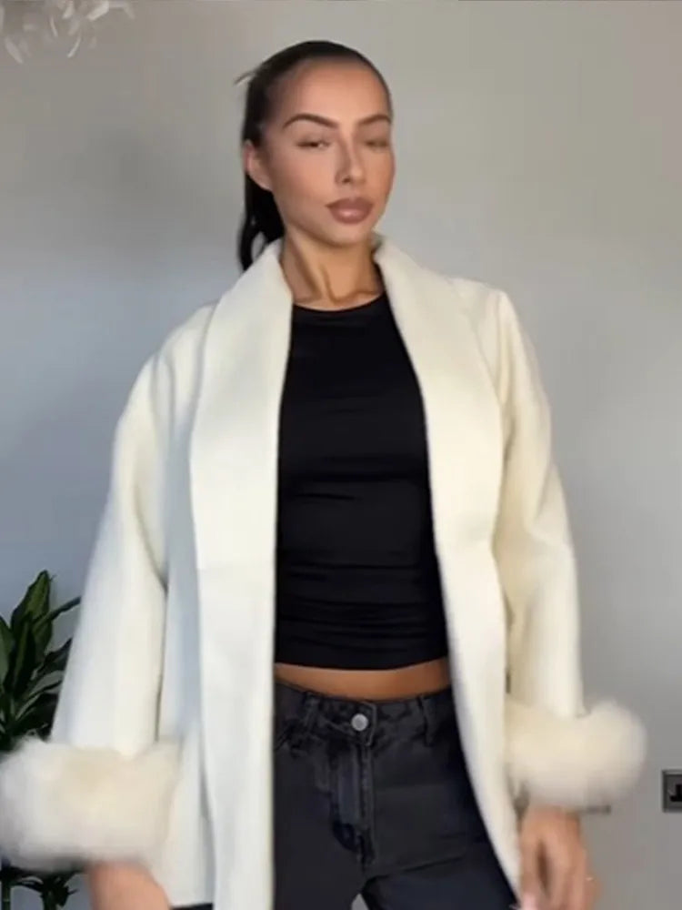 Faux Fur Trim Coat | Wool Blend | Elegant & Warm
