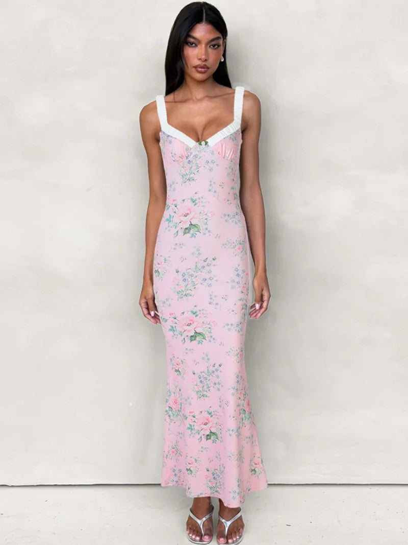 Floral Slip Maxi Dress | Satin | Romantic & Elegant