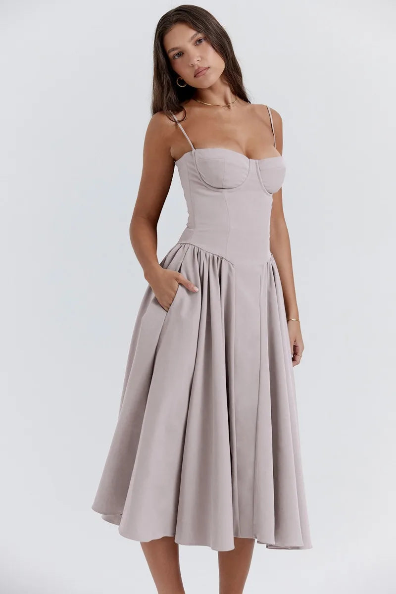 Strapless Midi Dress | Elegant | A-Line Silhouette