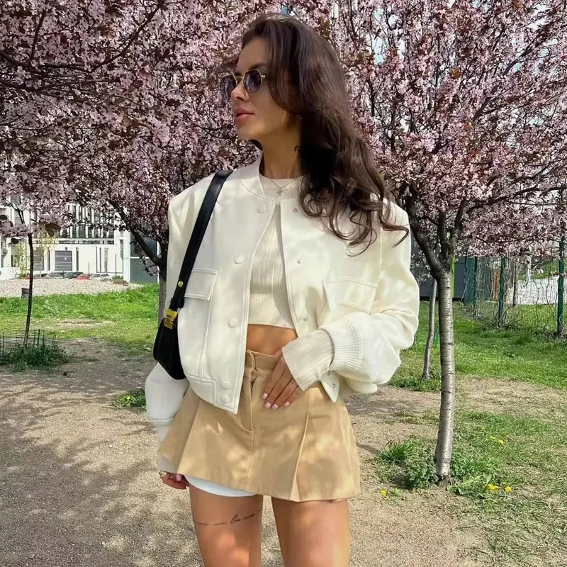 Minimalist Cropped Bomber Jacket | Tailored Edge | Effortless Chic