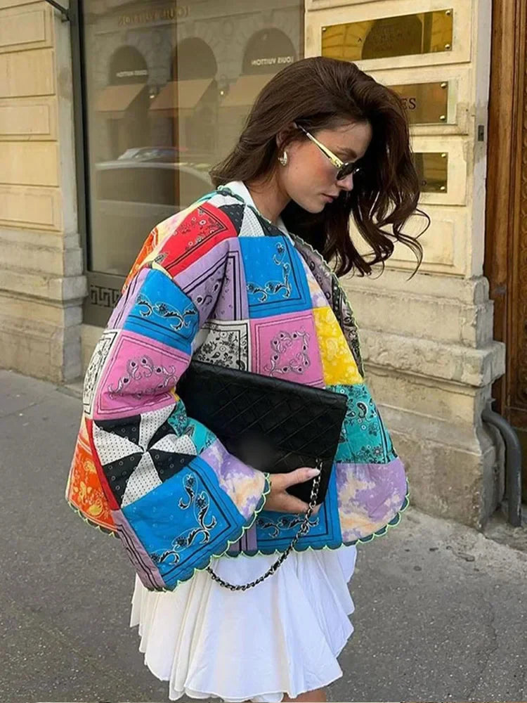 Patchwork Quilted Jacket | Boho-Chic | Colorful Statement Layer