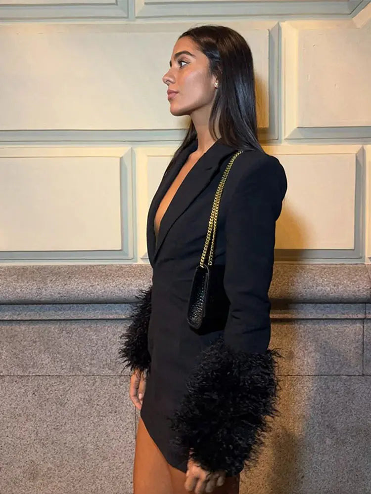 Feather Blazer Dress | Chic & Bold | Evening Elegance