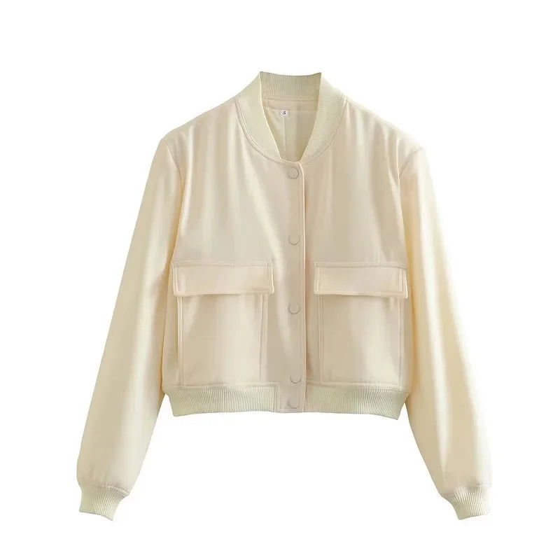 Minimalist Cropped Bomber Jacket | Tailored Edge | Effortless Chic
