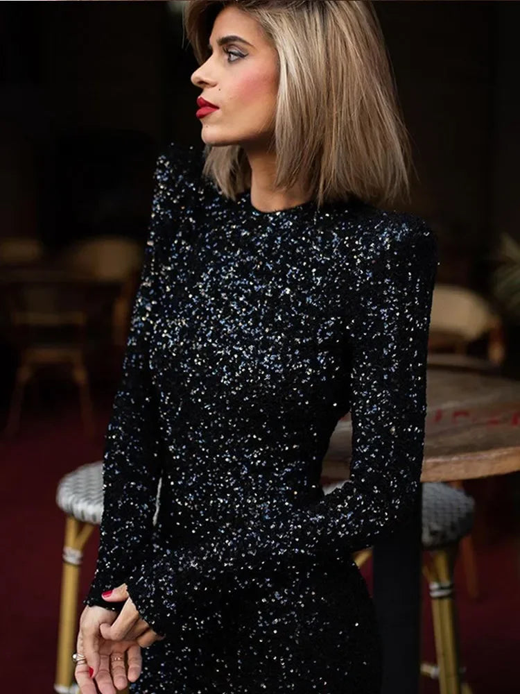 Sequin Gown | Backless Design | Glamorous Elegance