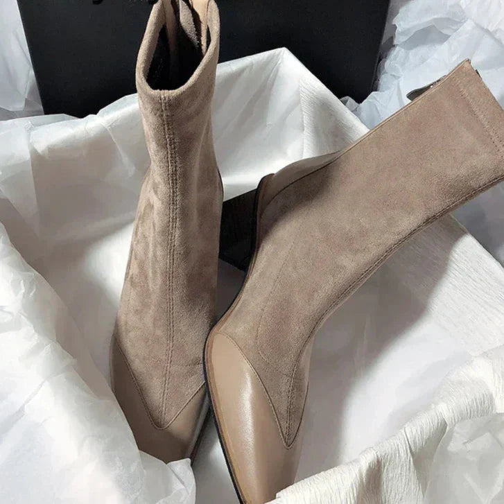 Suede Ankle Boots | Pointed Toe & Block Heel | Chic & Versatile