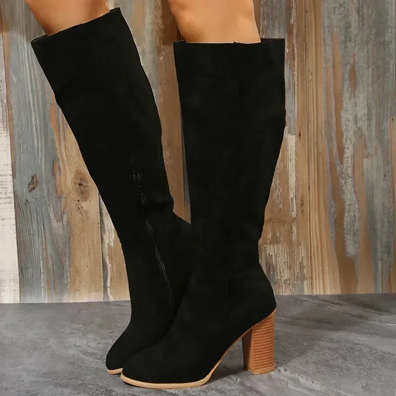 Suede Knee-High Boots | Classic & Chic | Block Heel Comfort