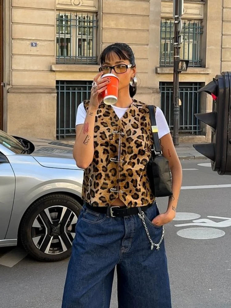 Leopard Print Fleece Vest | Statement Layer | Retro Street Style