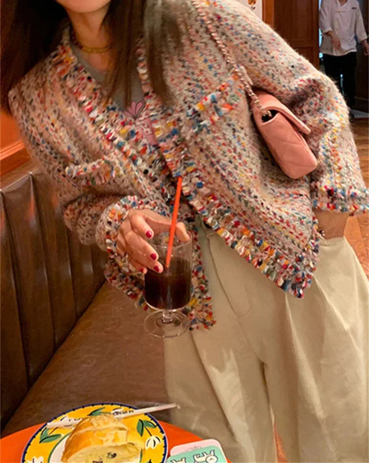 Bouclé Tweed Jacket | Multi-Color Weave | Chic Parisian Flair