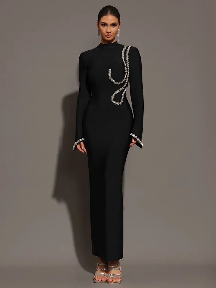 Embellished Bodycon Maxi Dress | Elegant & Glamorous | Perfect for Formal Events