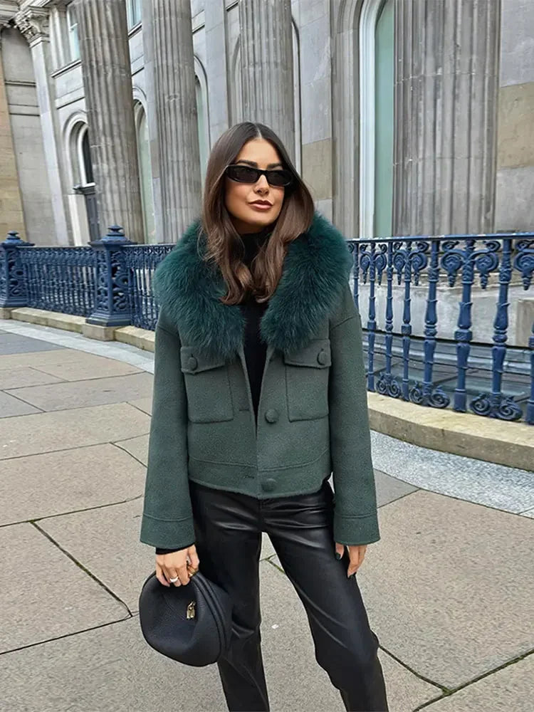 Wool Jacket with Faux Fur Collar | Chic & Warm | Timeless Elegance