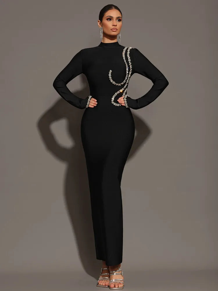 Embellished Bodycon Maxi Dress | Elegant & Glamorous | Perfect for Formal Events