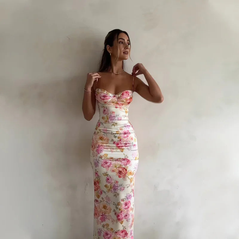 Strapless Floral Midi Dress | Elegant & Feminine | Perfect for Special Occasions