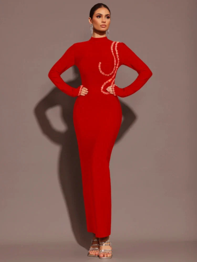 Embellished Bodycon Maxi Dress | Elegant & Glamorous | Perfect for Formal Events