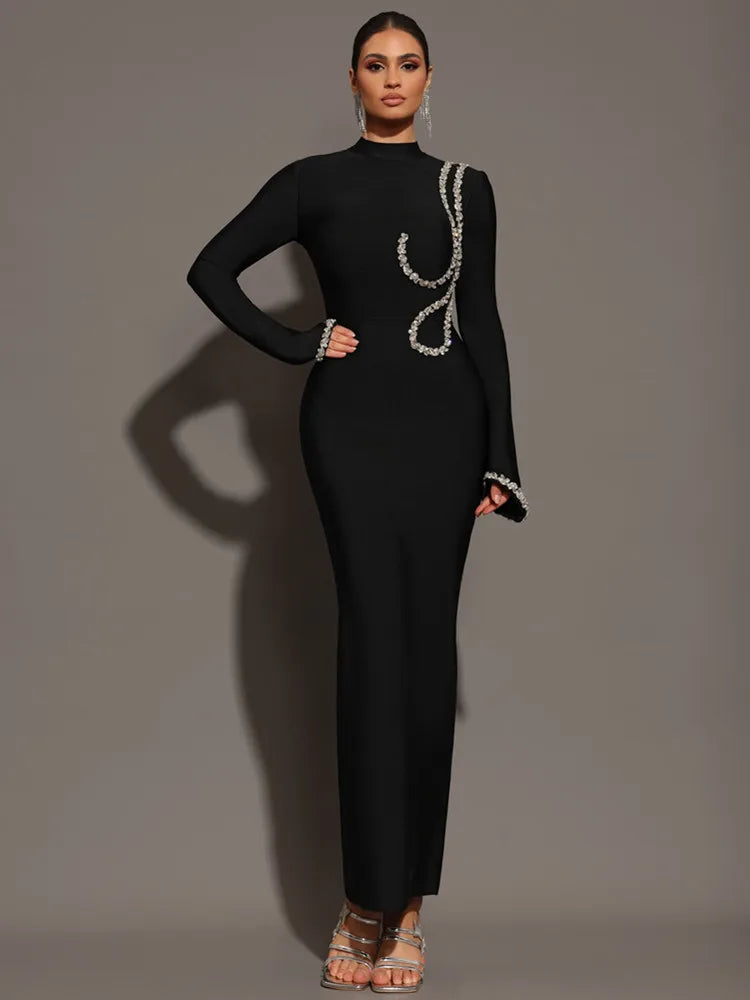 Embellished Bodycon Maxi Dress | Elegant & Glamorous | Perfect for Formal Events