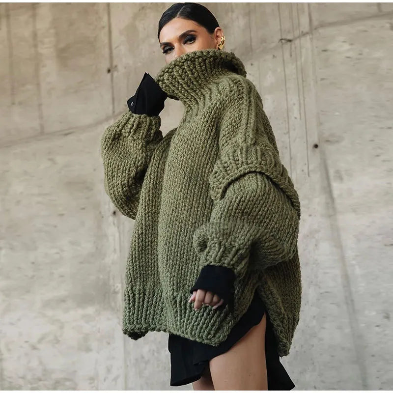 Oversized Teddy Sweater | Fleece Knit | Funnel Neck
