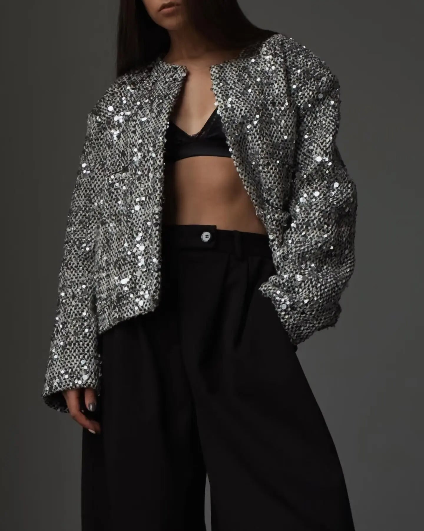 Sequin Statement Jacket | Silver Glam | Shine On & Stand Out