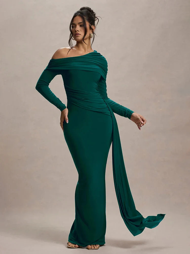One-Shoulder Evening Gown | Elegant & Chic | High-Slit Formal Dress