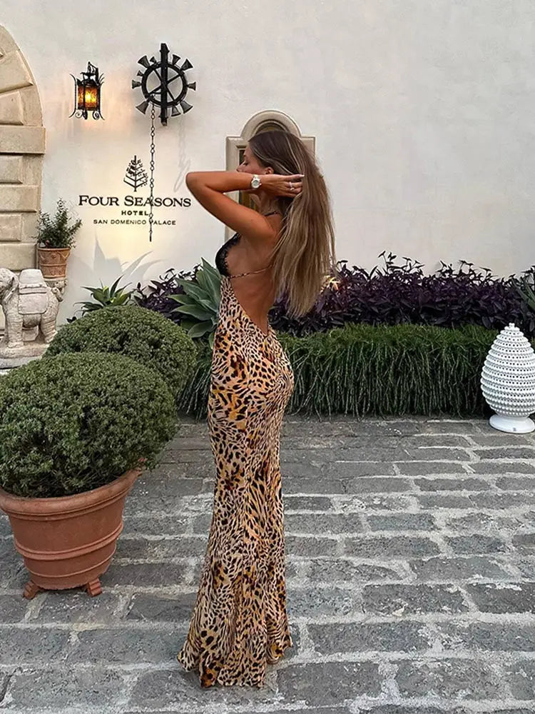 Leopard Print Maxi Dress | Bold & Sultry | Plunging Neckline