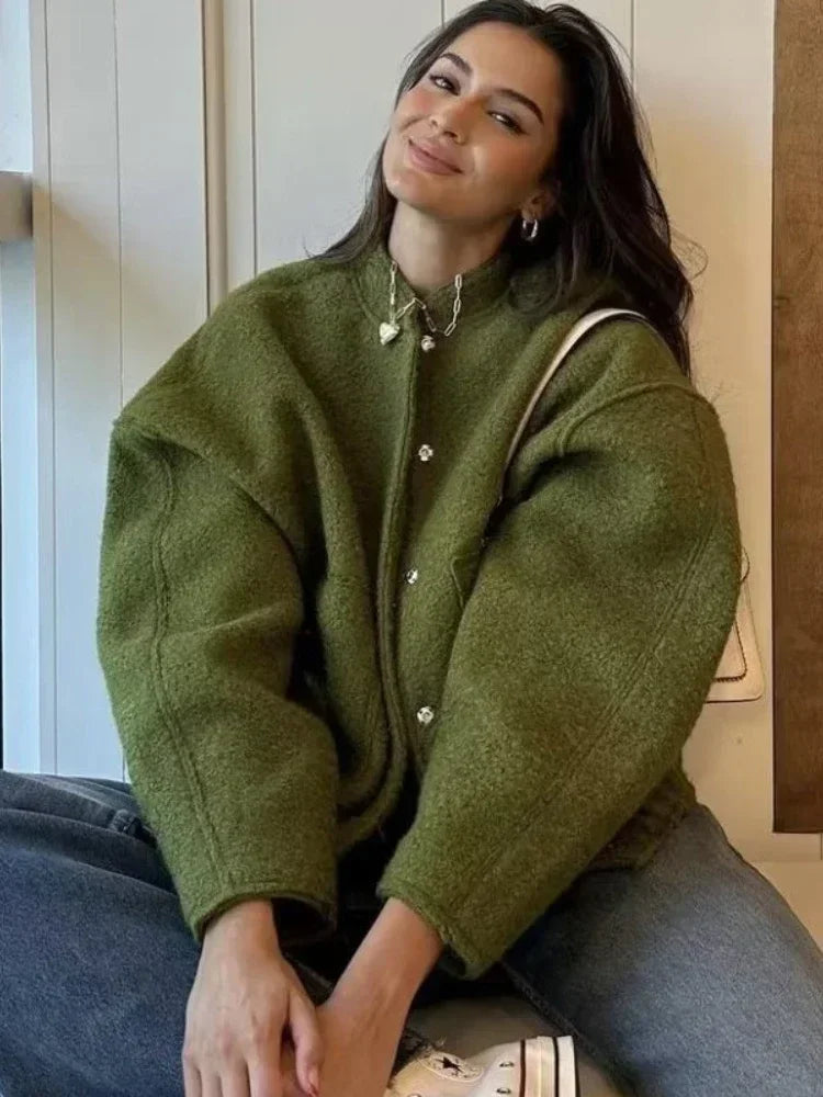 Oversized Wool Bomber Jacket | Luxe & Cozy | Vibrant Color Options