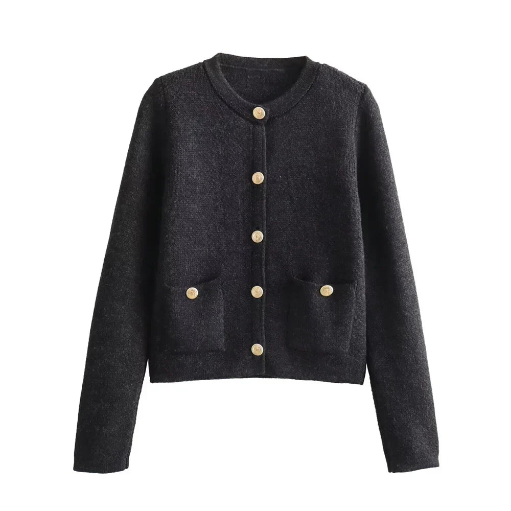 Chic Tweed Cardigan | Parisian Elegance | Gold Button Detail