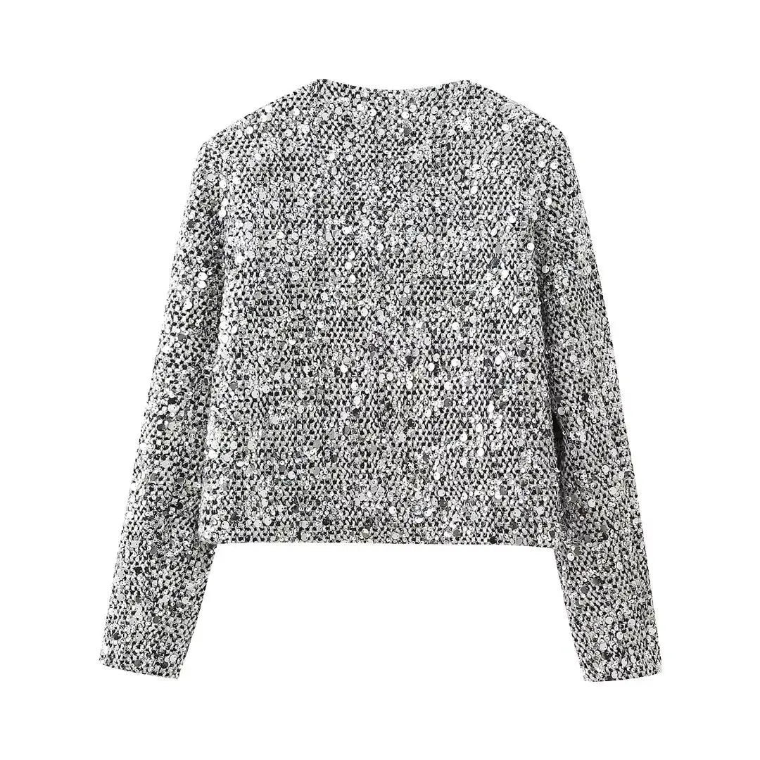 Sequin Statement Jacket | Silver Glam | Shine On & Stand Out