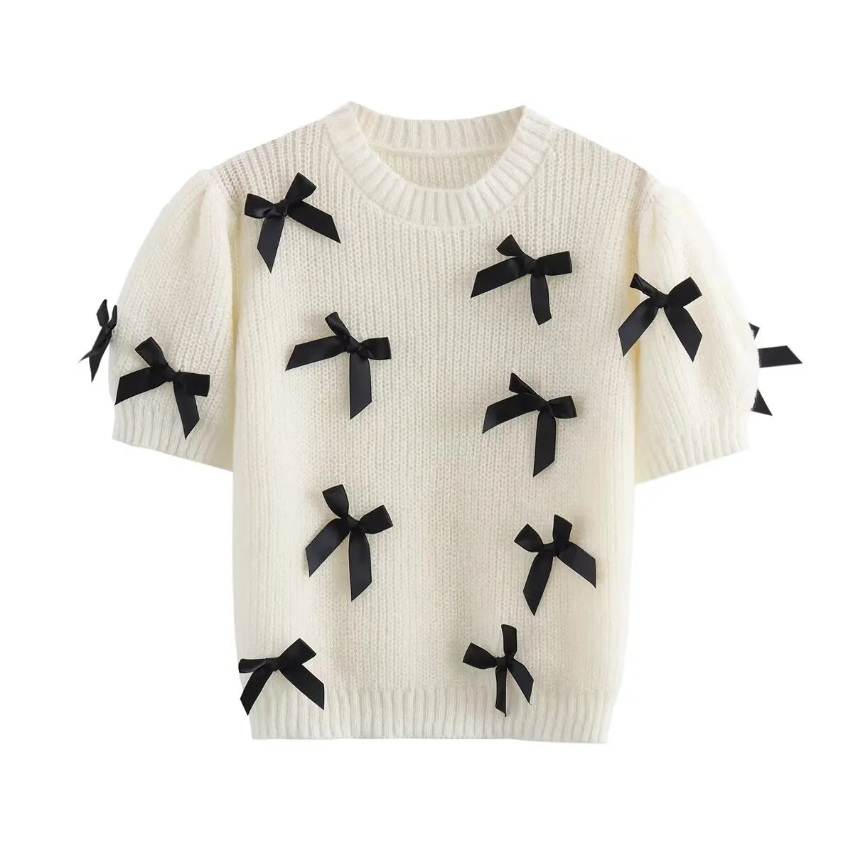 Bow-Embellished Knit Sweater | Feminine & Playful | Effortless Chic