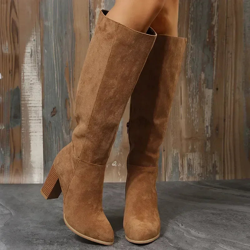 Suede Knee-High Boots | Classic & Chic | Block Heel Comfort