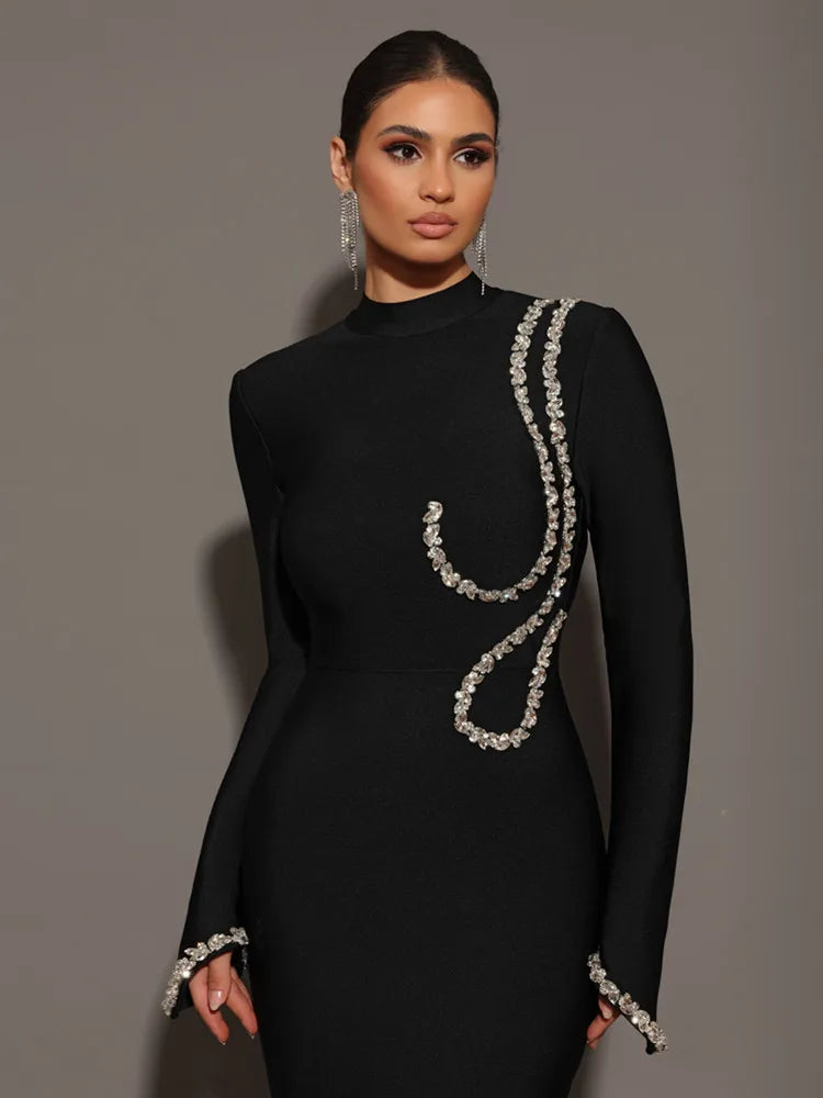 Embellished Bodycon Maxi Dress | Elegant & Glamorous | Perfect for Formal Events