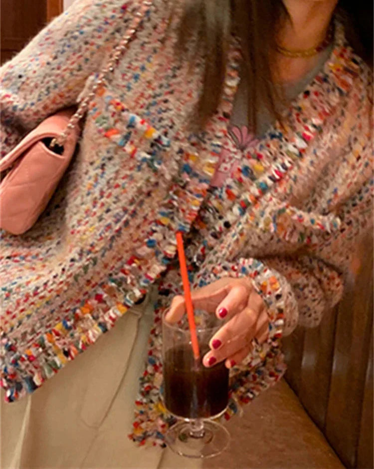 Bouclé Tweed Jacket | Multi-Color Weave | Chic Parisian Flair