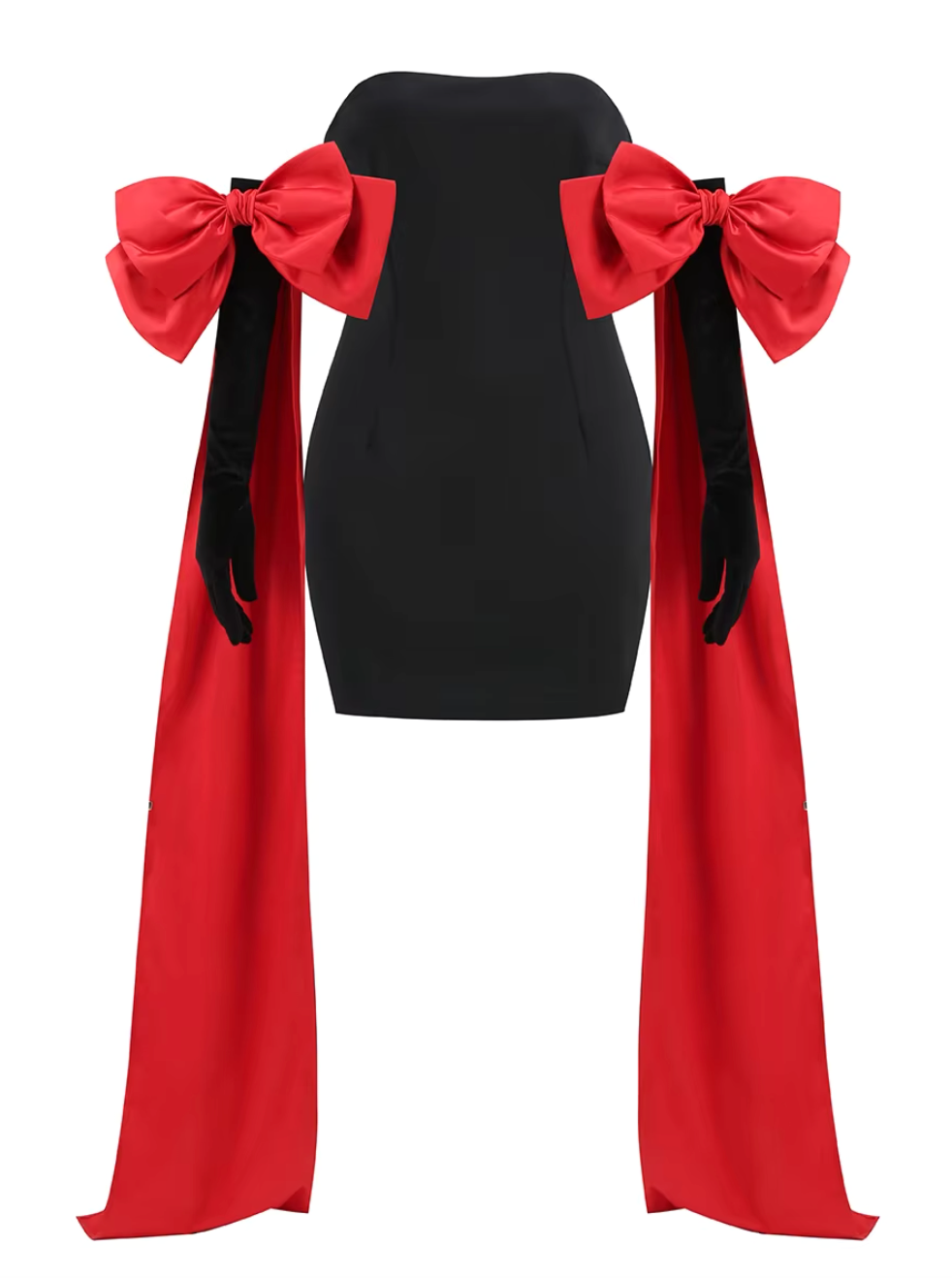 Strapless Mini Dress | Statement Bow Sleeves | Bold & Glamorous