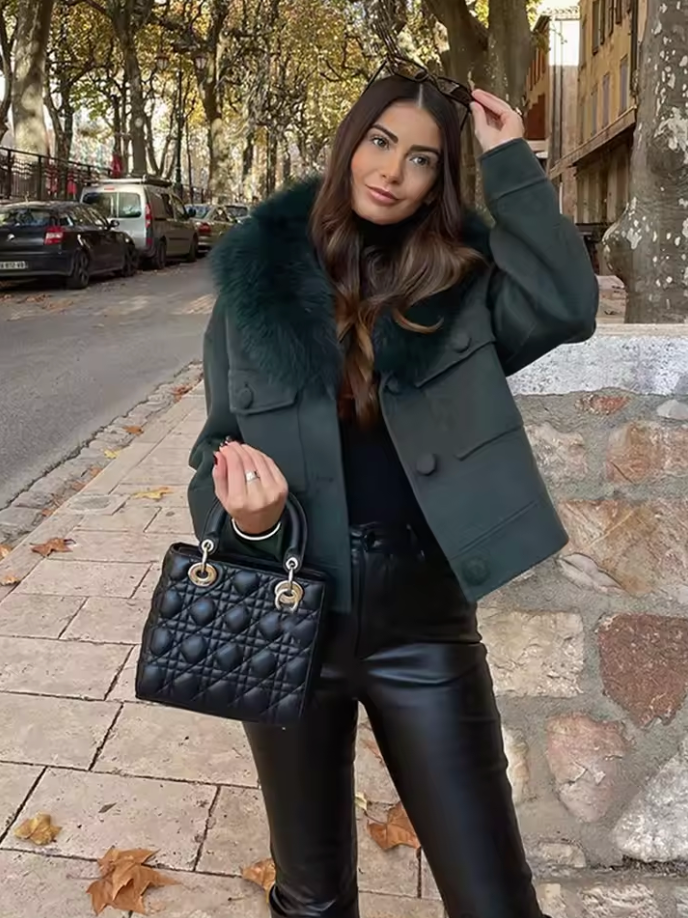 Wool Jacket with Faux Fur Collar | Chic & Warm | Timeless Elegance