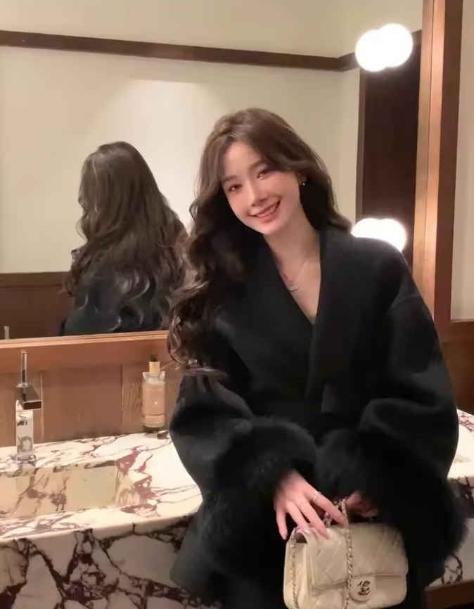 Wool Wrap Coat | Faux Fur Cuffs | Elegant & Warm