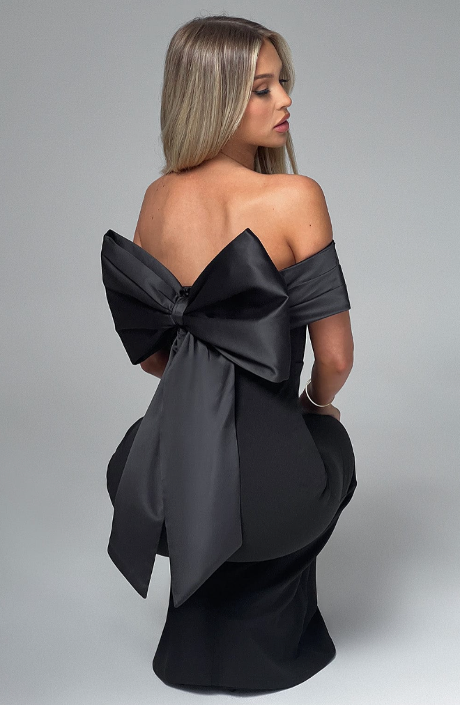 Off-Shoulder Maxi Dress | Elegant | Bow Detail