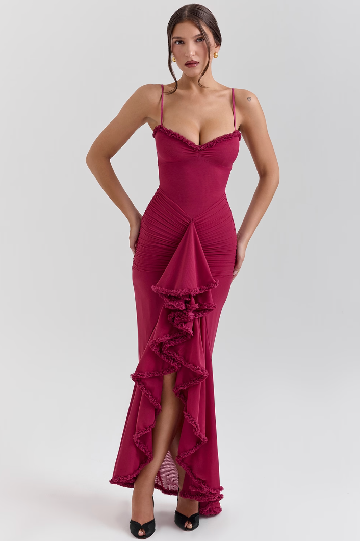 Strapless Ruffle Maxi Dress | Elegant | Glamorous & Chic