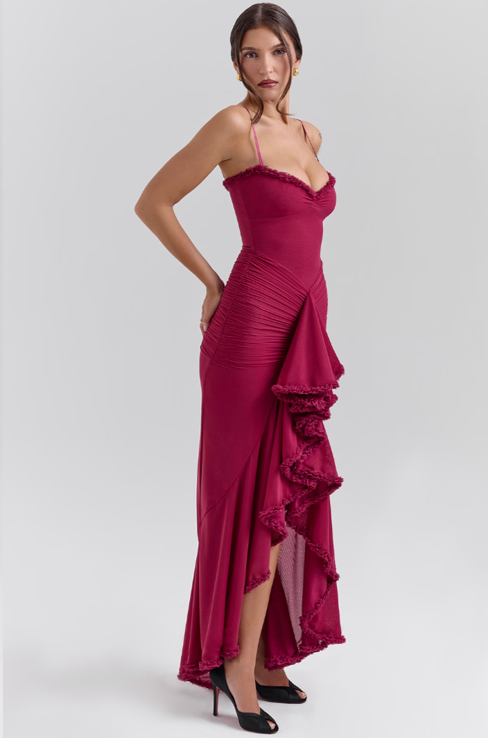 Strapless Ruffle Maxi Dress | Elegant | Glamorous & Chic
