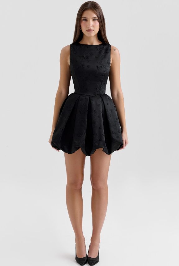 Black Bubble Mini Dress | Chic & Playful | Elegant Statement