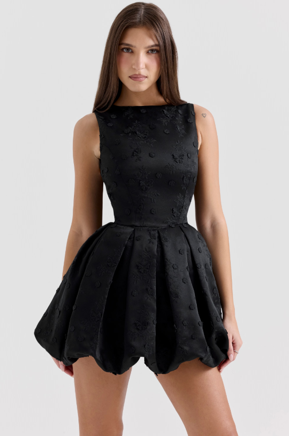 Black Bubble Mini Dress | Chic & Playful | Elegant Statement