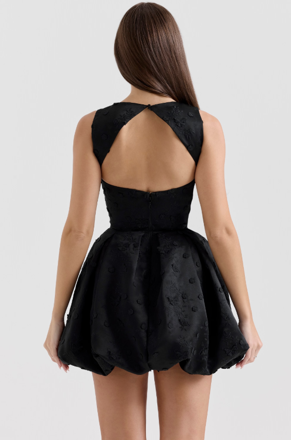 Black Bubble Mini Dress | Chic & Playful | Elegant Statement
