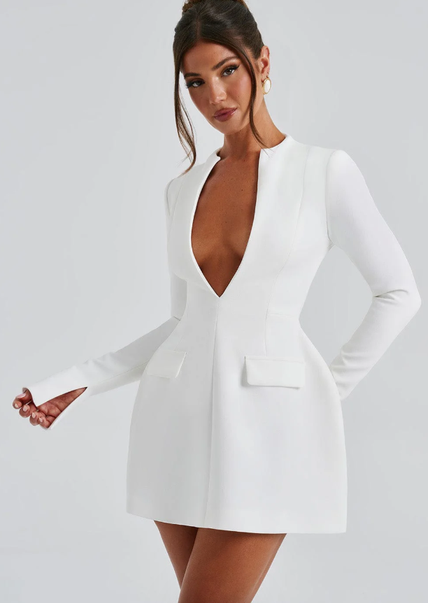 Blazer Mini Dress | Plunging Neckline | Bold & Sophisticated