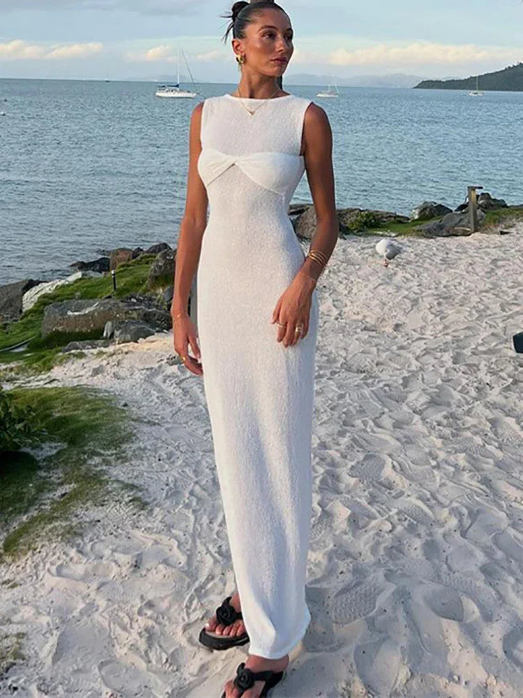 Mesh Maxi Dress | Polyester-Spandex | Cowl Neck & Sheer Overlay