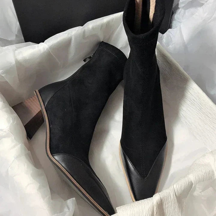 Suede Ankle Boots | Pointed Toe & Block Heel | Chic & Versatile