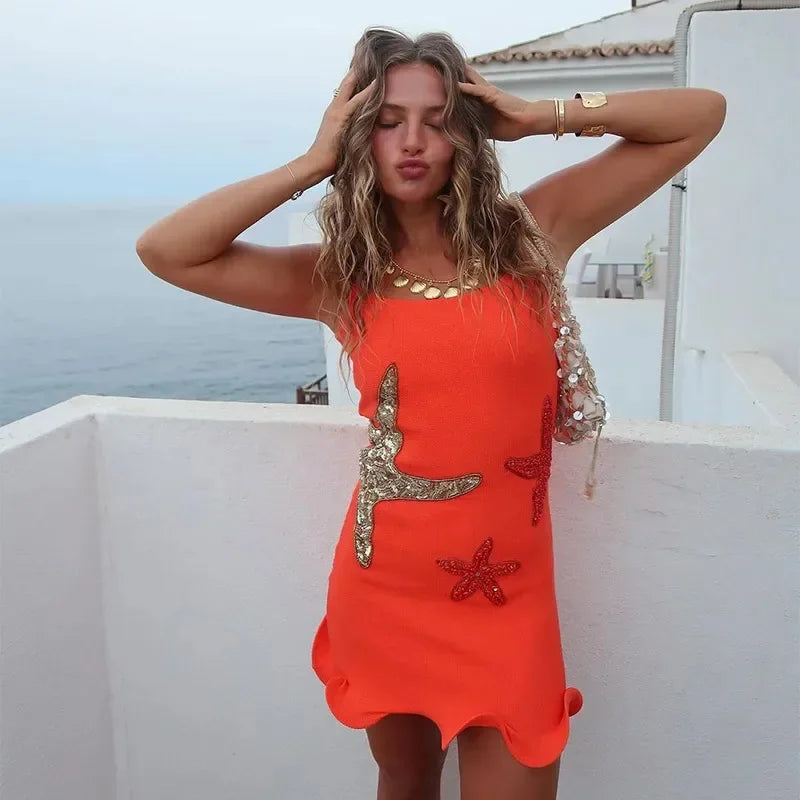 Starfish Embellished Mini Dress | Summer Glow | Beach Party Chic