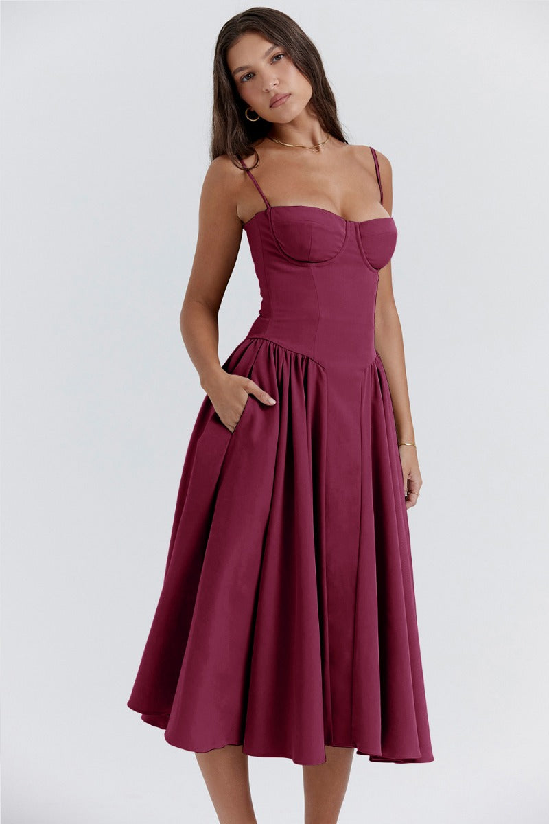 Strapless Midi Dress | Elegant | A-Line Silhouette