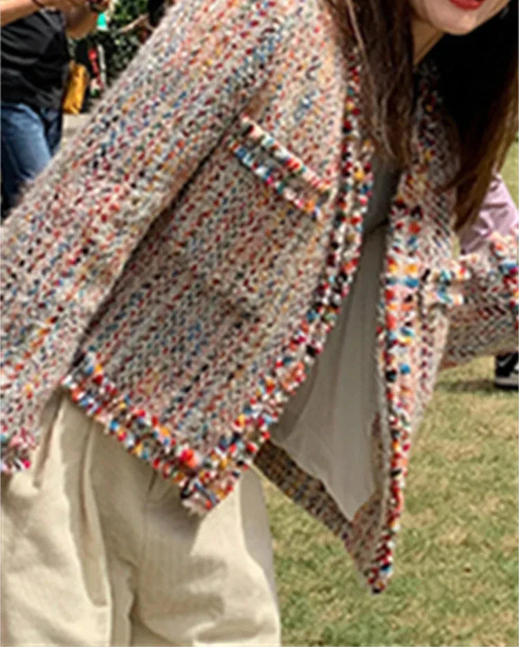 Bouclé Tweed Jacket | Multi-Color Weave | Chic Parisian Flair