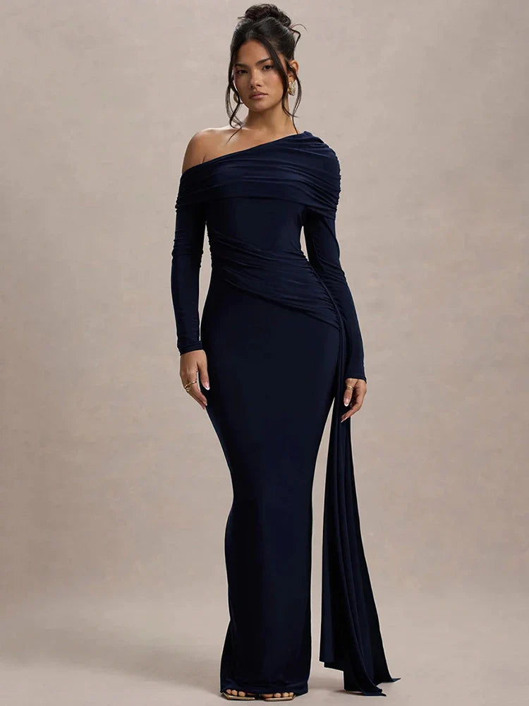 One-Shoulder Evening Gown | Elegant & Chic | High-Slit Formal Dress