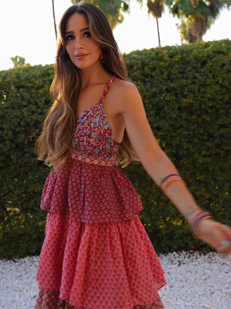 Boho Tiered Maxi Dress | Halter Neck | Flowy & Feminine