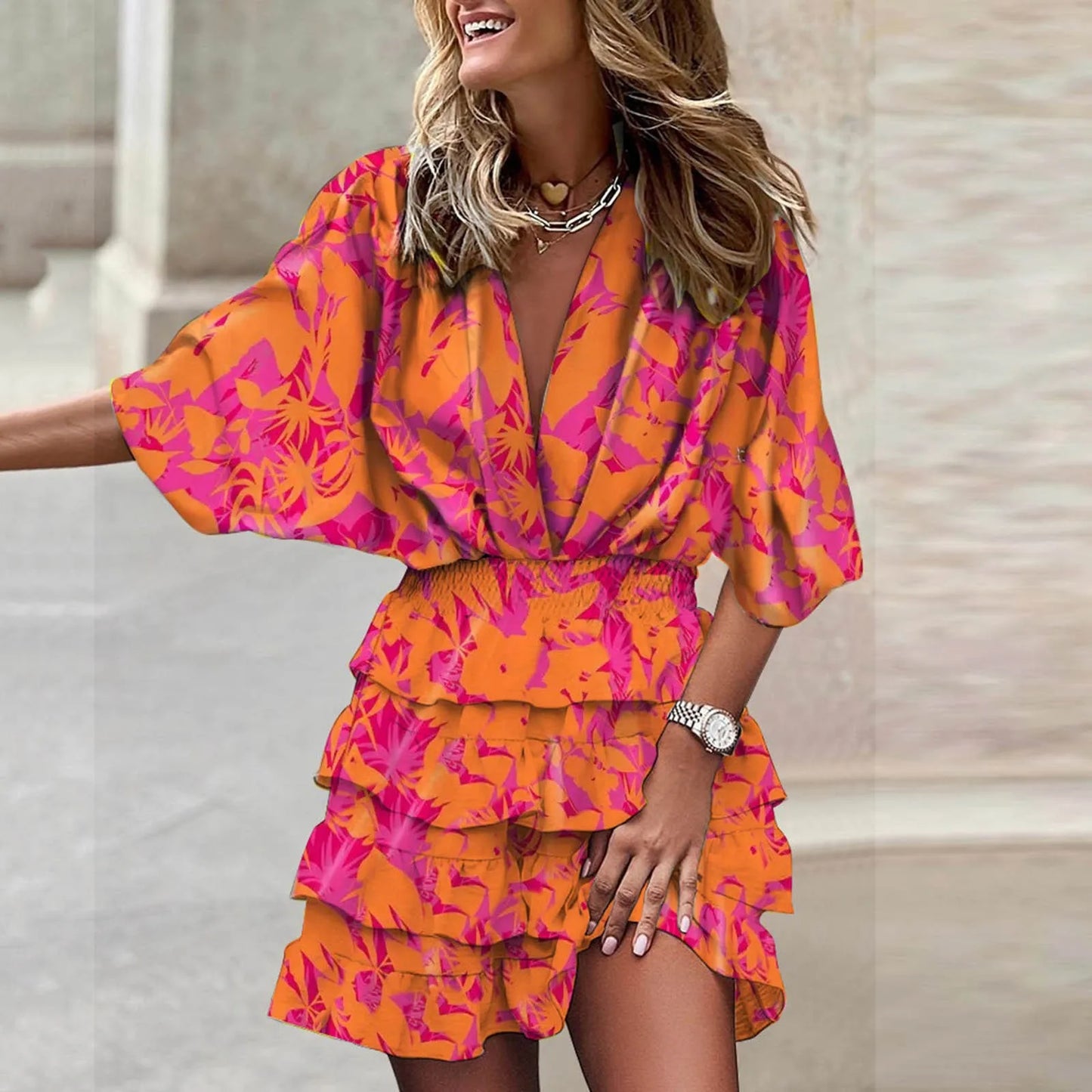 Tropical Print Mini Dress | Flowy & Lightweight | Perfect for Summer