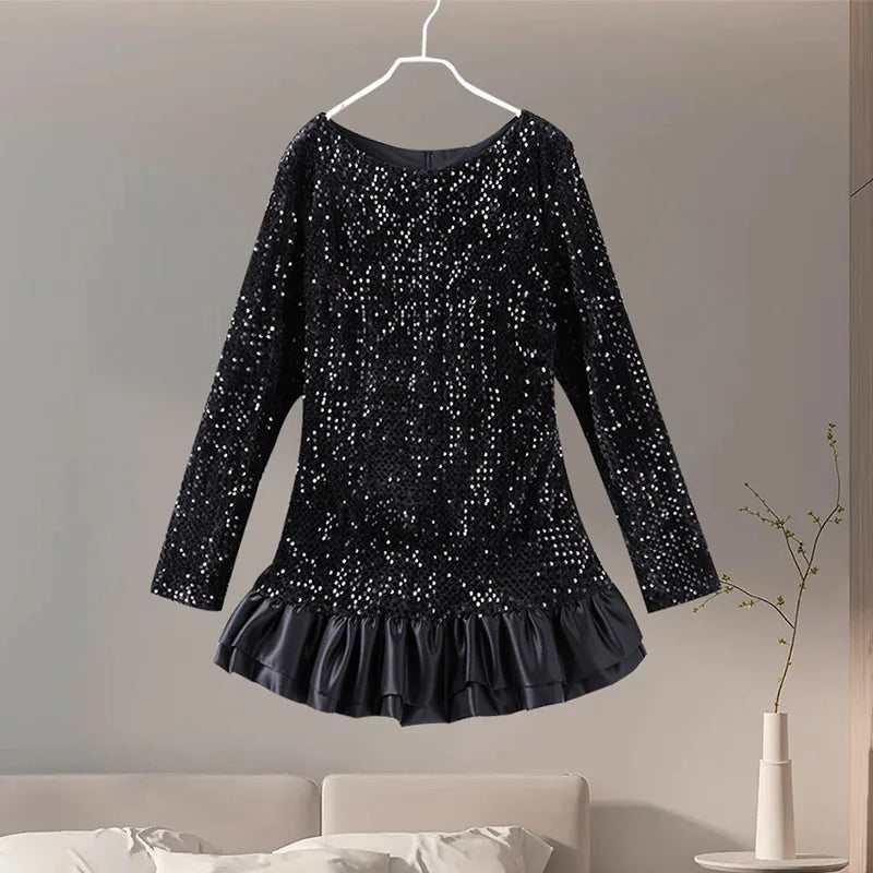 Women's Embellished Mini Dress | Elegant & Playful | Ruffled Hem